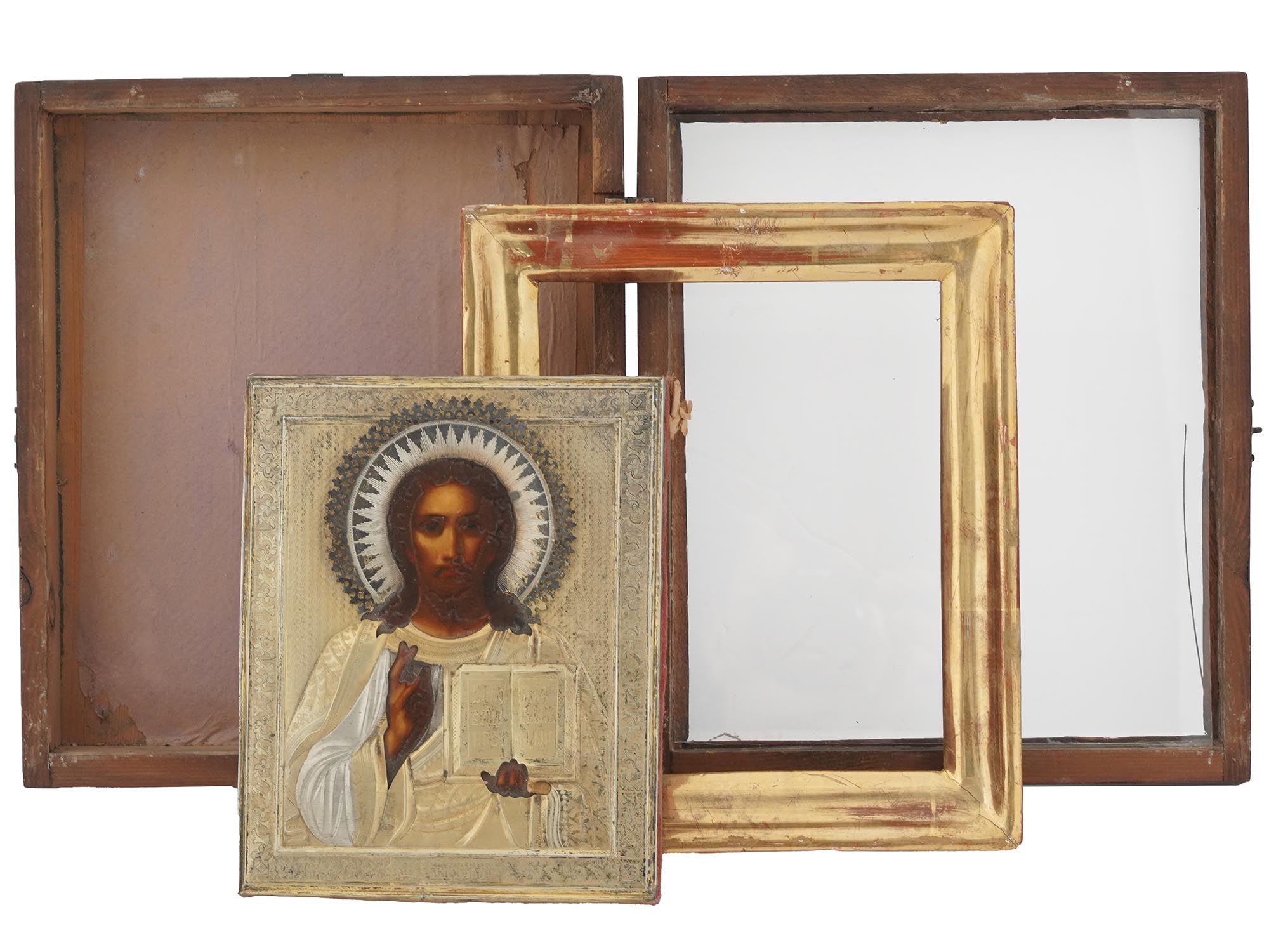 ANTIQUE RUSSIAN GILT SILVER WEDDING ICON PAIR PIC-4